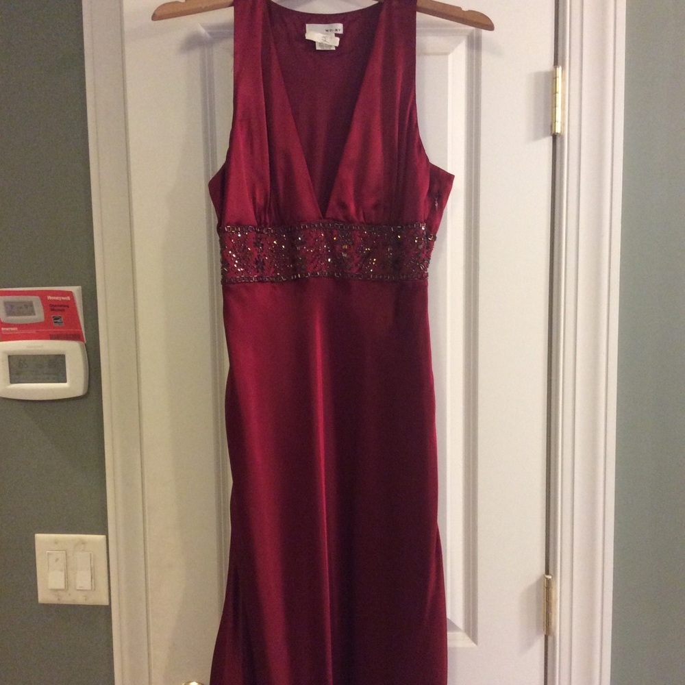 Burgundy Silk Party Dress Size 8